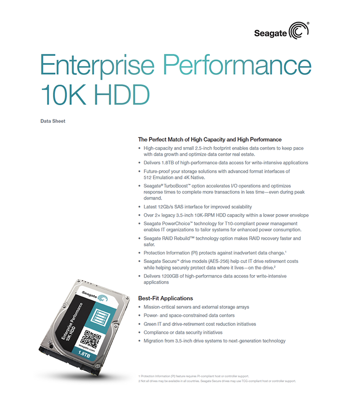 Seagate Enterprise Performance 10K HDD Datasheet