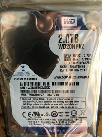 Western Digital (WD20NPVZ) 2TB, 5400RPM, 15mm, 2.5" SATA Internal Hard Drive - Anand International Inc.