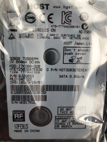Hitachi Travelstar HTE725032A7E630 (0J26053) 320GB, 7200RPM, 2.5" Internal Hard Drive - Anand International Inc.