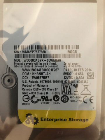 Western Digital (WD5003ABYX) 500GB,7200RPM, 3.5" SATA Internal HDD - Anand International Inc.