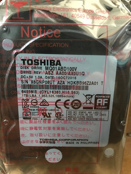 Toshiba (MQ01ABD100V) 1TB, 5400RPM, 2.5" Internal SATA Hard Drive - Anand International Inc.